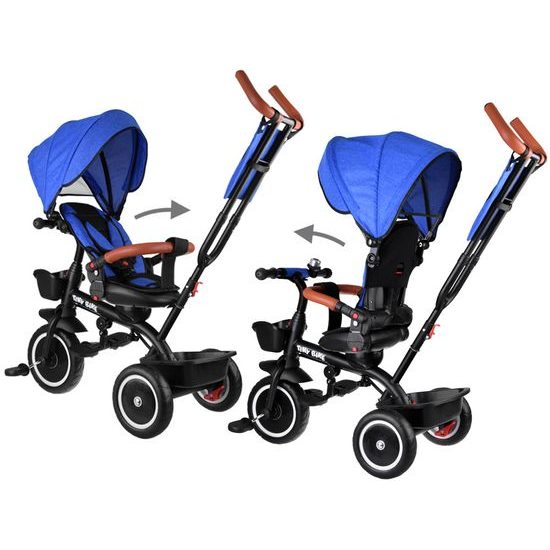 Dětská tříkolka Tiny Bike s otočným sedadlem 3v1 modrá