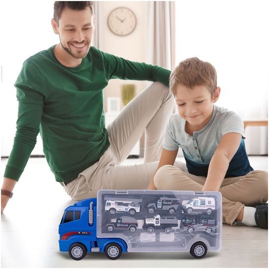 Nákladní auto se 6 kovovými autíčky a skluzavkou Carrier Truck