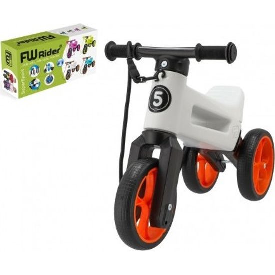 Odrážedlo FUNNY WHEELS Rider SuperSport bílé/oranž 2v1+popruh