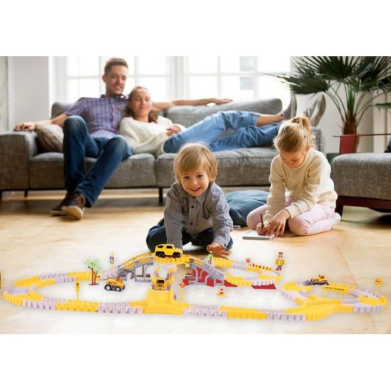Autodráha s autíčkem na baterie a stavebními stroji 255 dílků City Truck