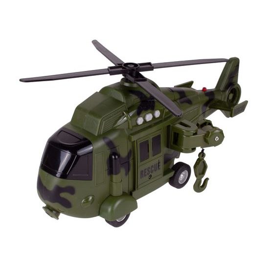 Interaktivní vojenská helikoptéra se světly a zvuky Army Rescue 1:16
