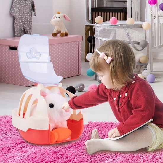 Interaktivní plyšový králíček v přepravce Plush Pet - bílý
