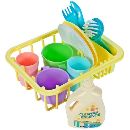 Dětský dřez s tekoucí vodou a nádobím Wash Up modrý