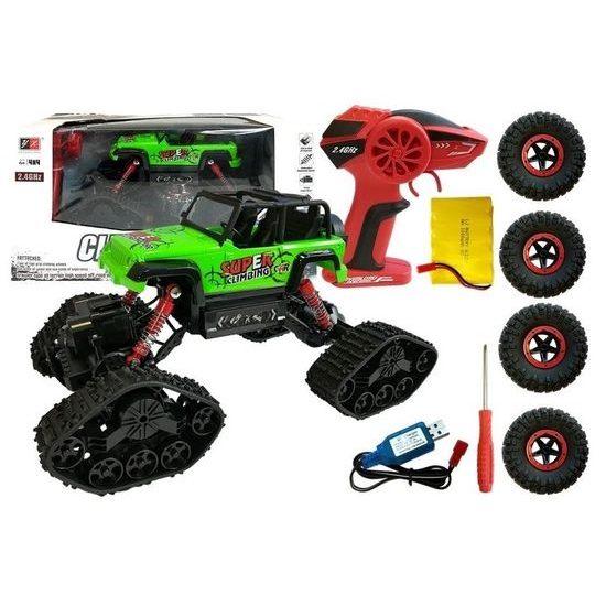 Auto na dálkové ovládání 4x4 s výměnnými koly Super Climber 1:18 zelené