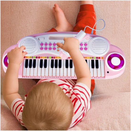 Dětské elektronické klávesy s mikrofonem a židličkou Magic Keyboard