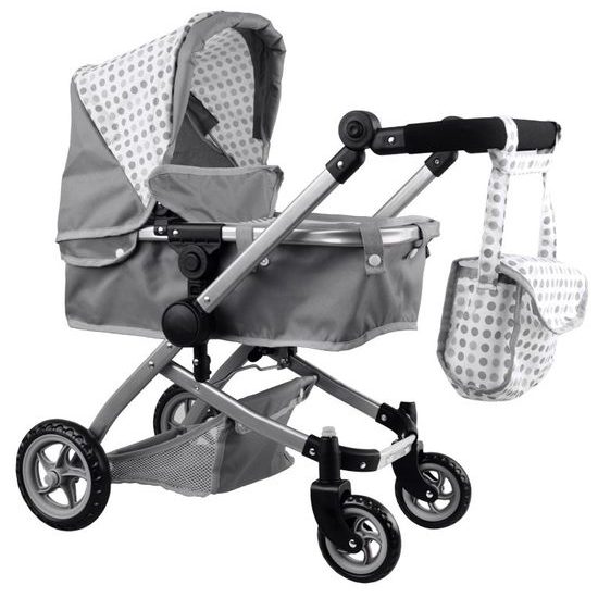 Kočárek pro panenky 4v1 kombinovaný Alice 4543 šedý