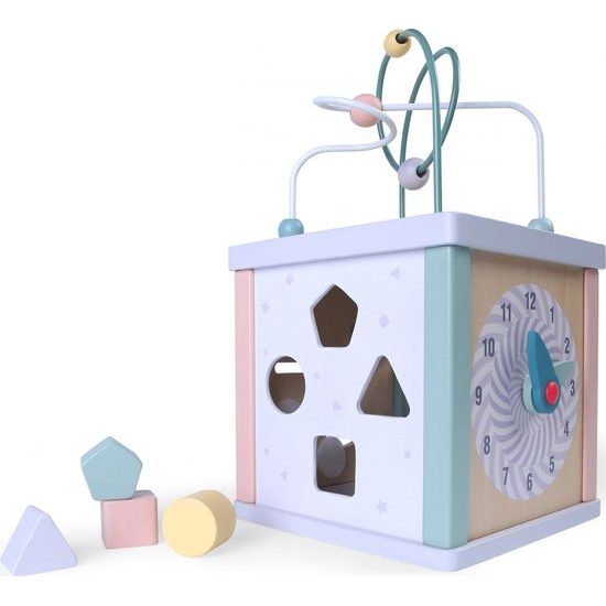 Dřevěná vzdělávací kostka s hodiny ECOTOYS