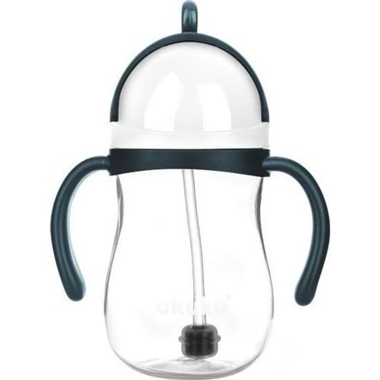 Láhev na vodu s brčkem a závažím modro-šedá