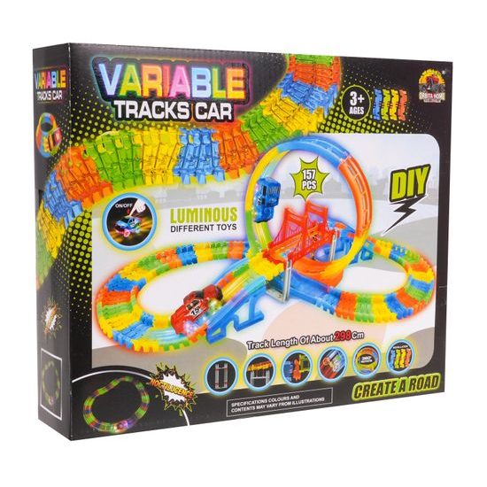 Svítící autodráha s autíčkem na baterie 157 dílků Variable Tracks