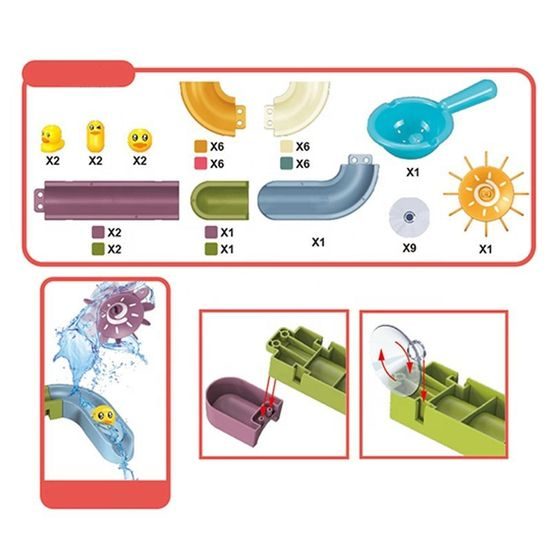 Dětská kuličková dráha do vany Kačenky 48 dílků