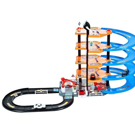 Parkovací garáž s výtahem, helikoptérou a 4 autíčky Driveway