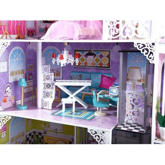 Dřevěný XXL domeček pro panenky s garáží rezidence Melinda