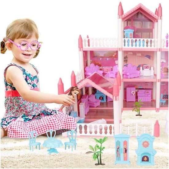 Domeček pro panenky Beautiful Home s příslušenstvím - růžový