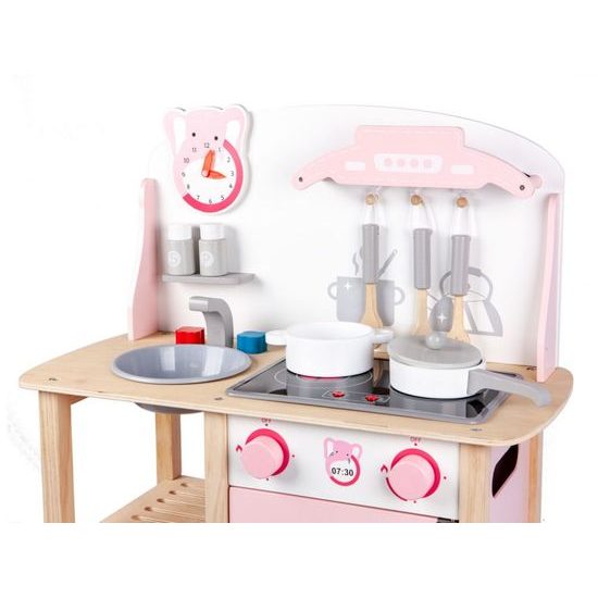 Ecotoys dětská dřevěná kuchyňka se zvuky a LED efekty