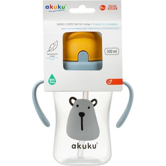 Dětská láhev se slámkou Akuku - Myška