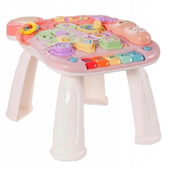 Doris interaktivní chodítko s hracím stolečkem 2v1 růžové