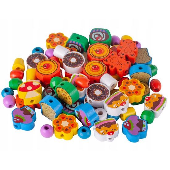 Sada na výrobu dřevěných korálků Wooden Beads 70 kusů