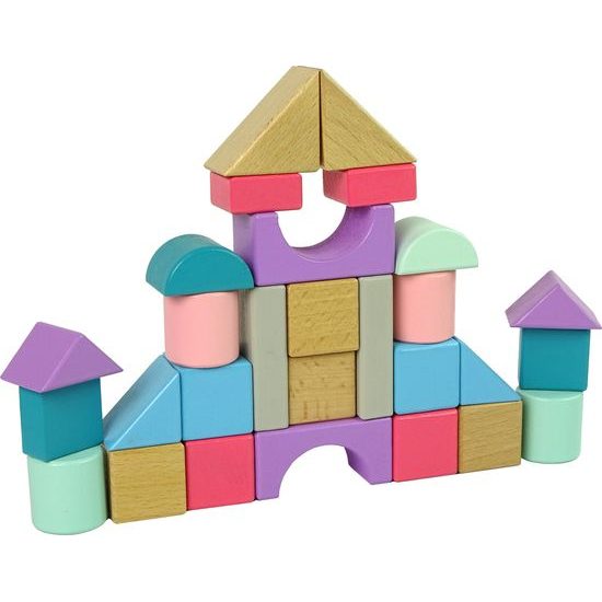 Dřevěné pastelové kostky 28 prvků Hrad
