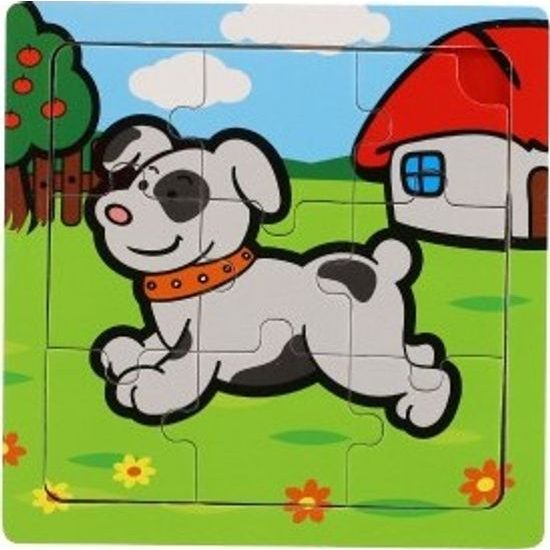 Dřevěné Mini puzzle 9 dílků - Moje první zvířátka pro nejmenší - mix 6 druhů