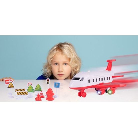 Interaktivní letadlo s autíčky, světly a zvuky DIY Airplane