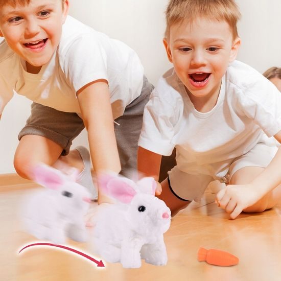 Interaktivní plyšový králíček v přepravce Plush Pet - bílý