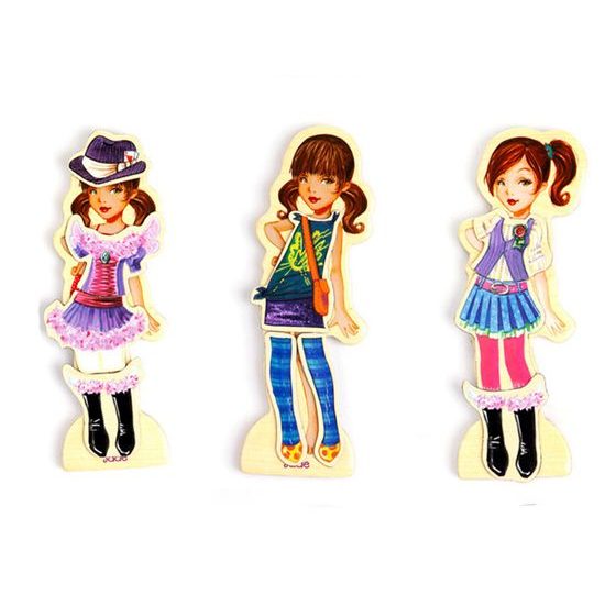 Dřevěná magnetická ukládačka se 4 modelkami Fashion Dress-Up