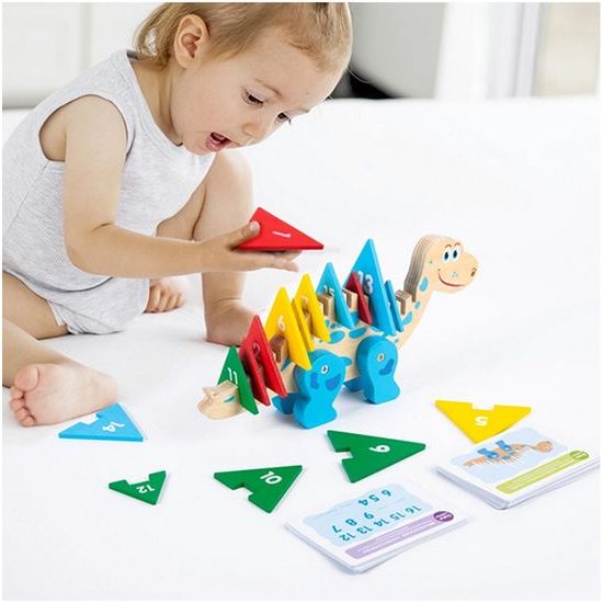 Dřevěná ukládačka pro děti Dinosaurus