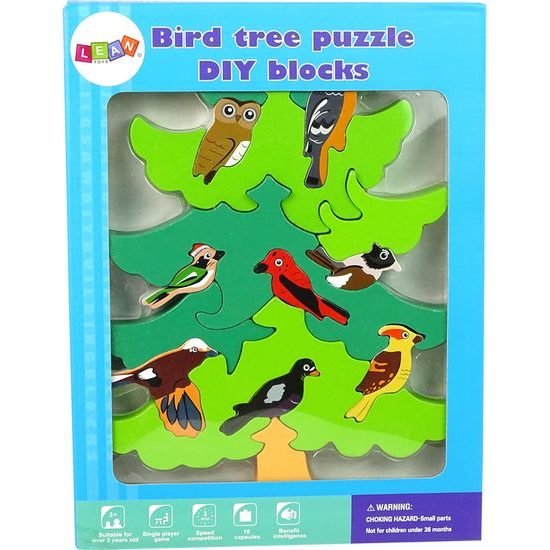 Dřevěné puzzle ptáci na stromě