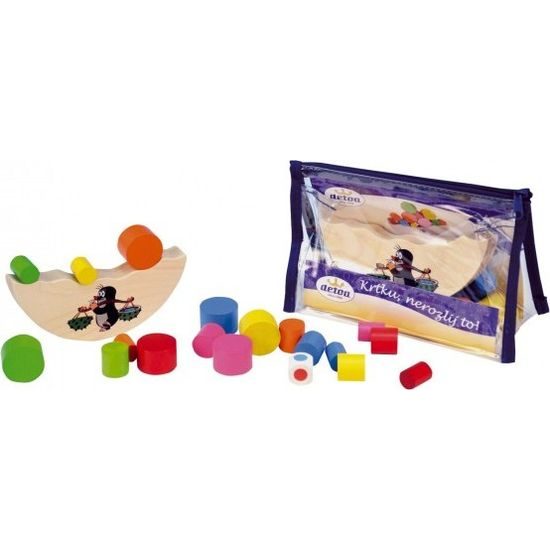 Krtku, nerozlij to! Dřevěná balanční hra 20 dílků