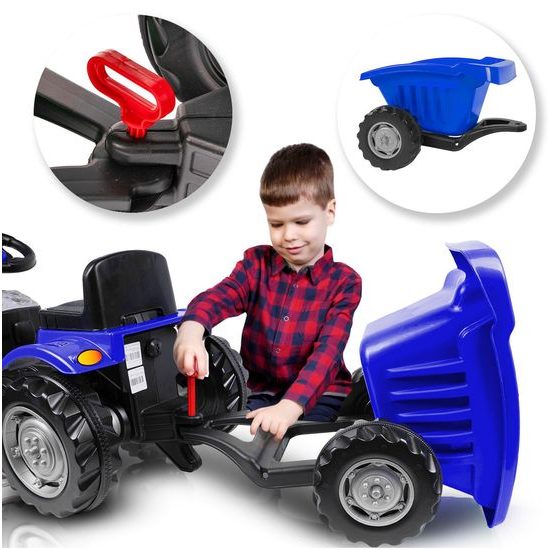 Dětský šlapací traktor s vlečkou Active Pedal modrý