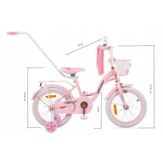 Mexller dětské kolo Village 16" s vodící tyčí světle růžové