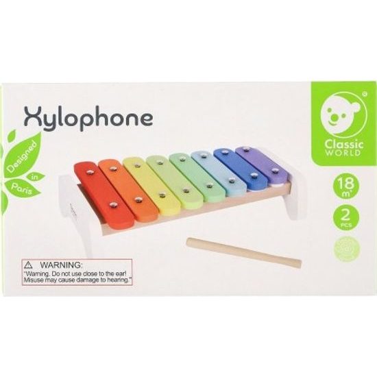 Dřevěný Xylofon duhový s paličkou