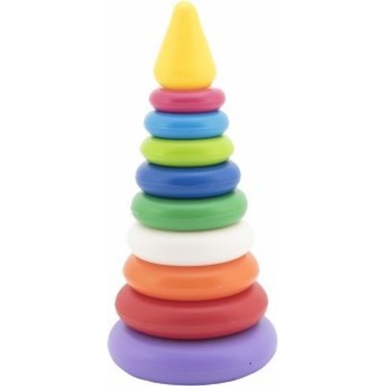 Skládanka pyramida s kroužky - mix 2 barvy