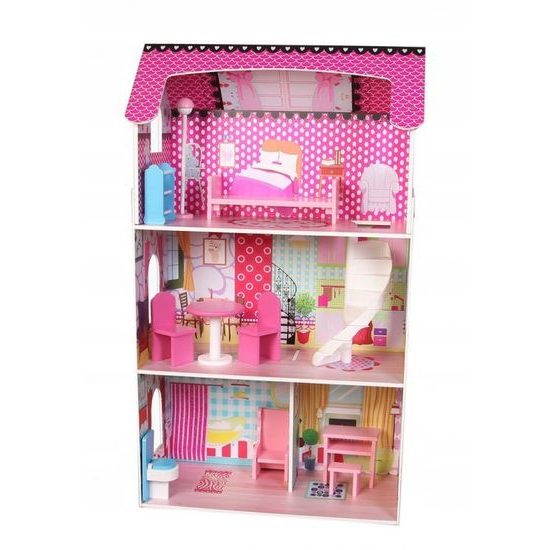 Ecotoys dřevěný domeček pro panenky se 3 patry