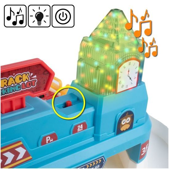 Parkovací dráha se 4 autíčky, podložkou a výtahem na baterie City Parking Lot