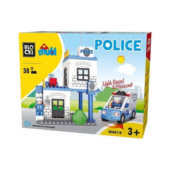 Blocki Mubi stavebnice Policejní stanice se světlem a zvukem 38 dílů