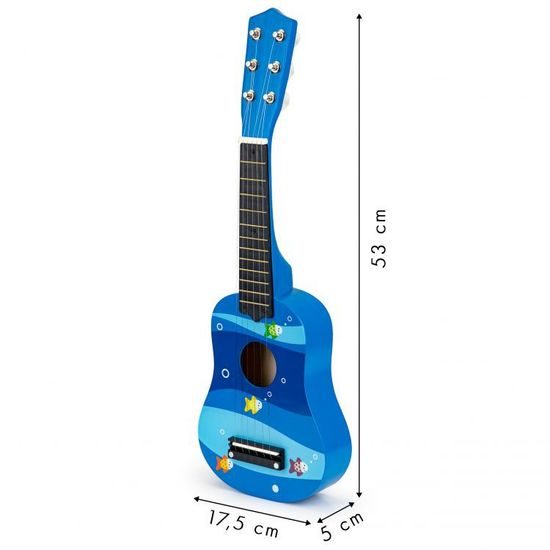 Ecotoys dětská dřevěná kytara Little Guitar modrá