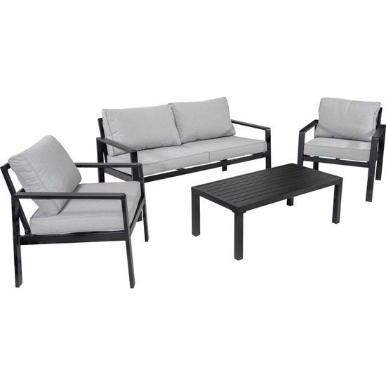 Hliníkový zahradní nábytek Pohovka + dvě křesla + stůl šedá/antracit