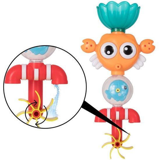 Krab s kolovrátkem a fontánou pro děti do vany Fountain Crab