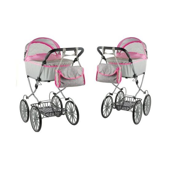 Kočárek pro panenky Alice Retro béžovo-růžový