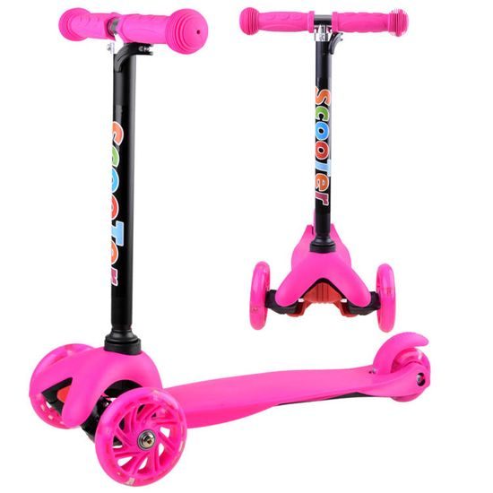 Dětská koloběžka Scooter 717 se svítícími koly - růžová