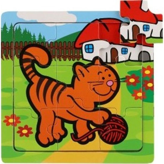 Dřevěné Mini puzzle 9 dílků - Moje první zvířátka pro nejmenší - mix 6 druhů