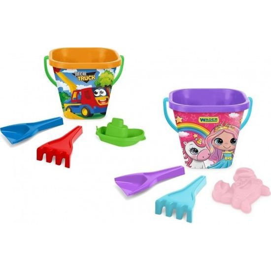 Sada na písek 4ks kbelík s doplňky - mix 2 druhy