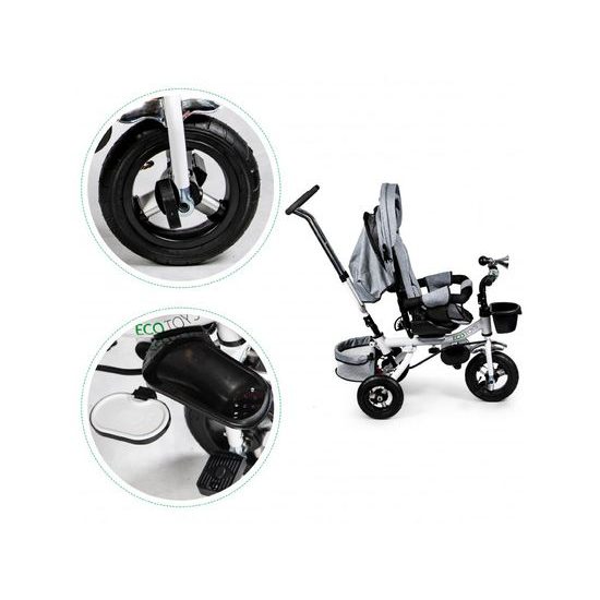 Ecotoys dětská tříkolka s otočným sedadlem a nafukovacími koly Rotage šedá