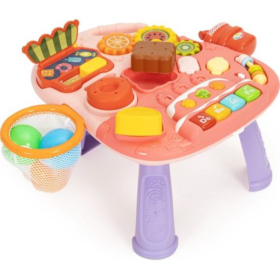Haunger chodítko 2v1 s hracím stolečkem a košíkovou Active Table - růžové