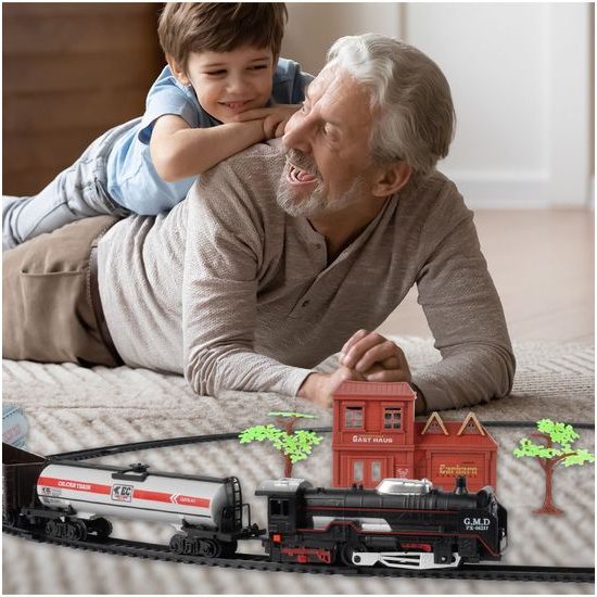 Dětská vláčkodráha na baterie se světlem Rail King 270 cm