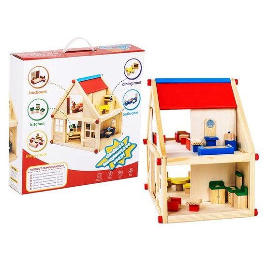 Doris dřevěný domeček pro panenky s nábytkem