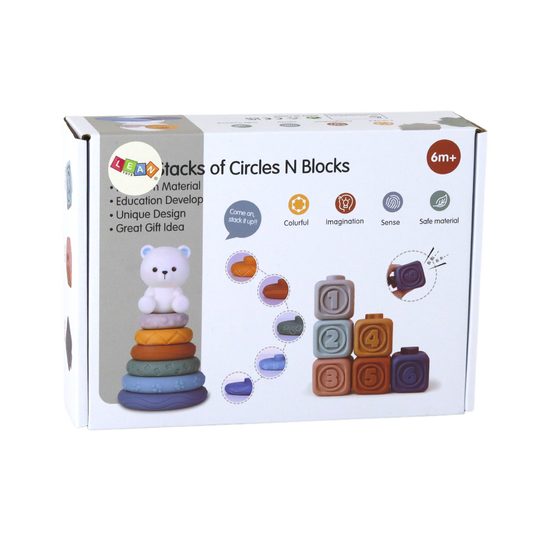 Vzdělávací sada pro batolata a měkké pyramidové kostky - medvídek