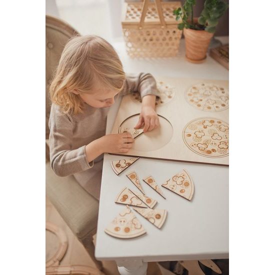 Pizza - zlomky - dřevěné edukativní puzzle