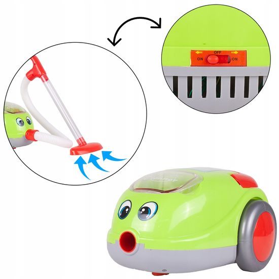 Dětský vysavač na baterie se světlem Little Cleaner zelený